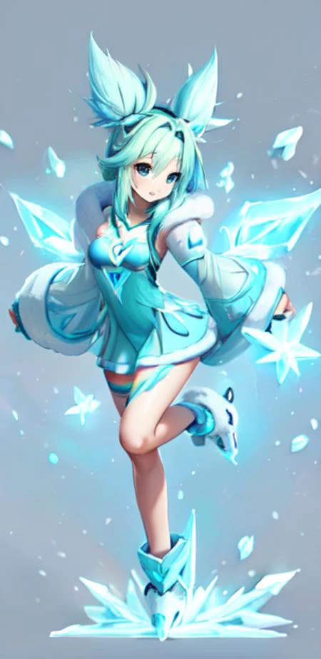 zeri \league of legends\<lora:Zeri:.8>, cute face, full body, IceMagicAI <lora:ElementalMagicAIv2:.8>