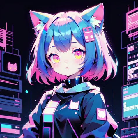 <lora:EnvyGlitchcoreXL01:0.8>,glitchcore,<lora:KawaiiTechXL-0000016:0.8>,kawaiitech,cat girl,anime,illustration,