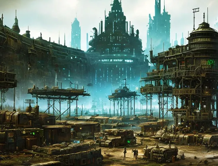 ruined city, postapocalypse, atompunk <lora:Atompunk v.3:0.7>