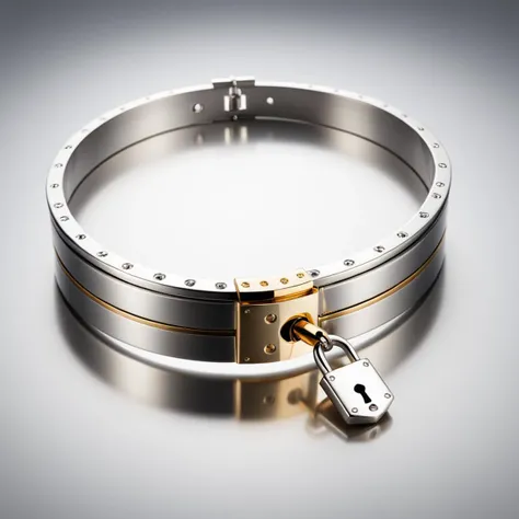 Advertising poster style <lora:Choker-FFashion-Part1-32.LORA:1> a gold and silver choker with a lock, rendered in keyshot, jewelry photography, cartier style, highly detailed product photo, keyshot product render, lock, cartier, keyshot render, gold choker for neck, silver with gold accents, ultra detailed 16k, by Andrei Kolkoutine, keyshot product render pinterest, in style of mike savad, jewelry design . Professional, modern, product-focused, commercial, eye-catching, highly detailed