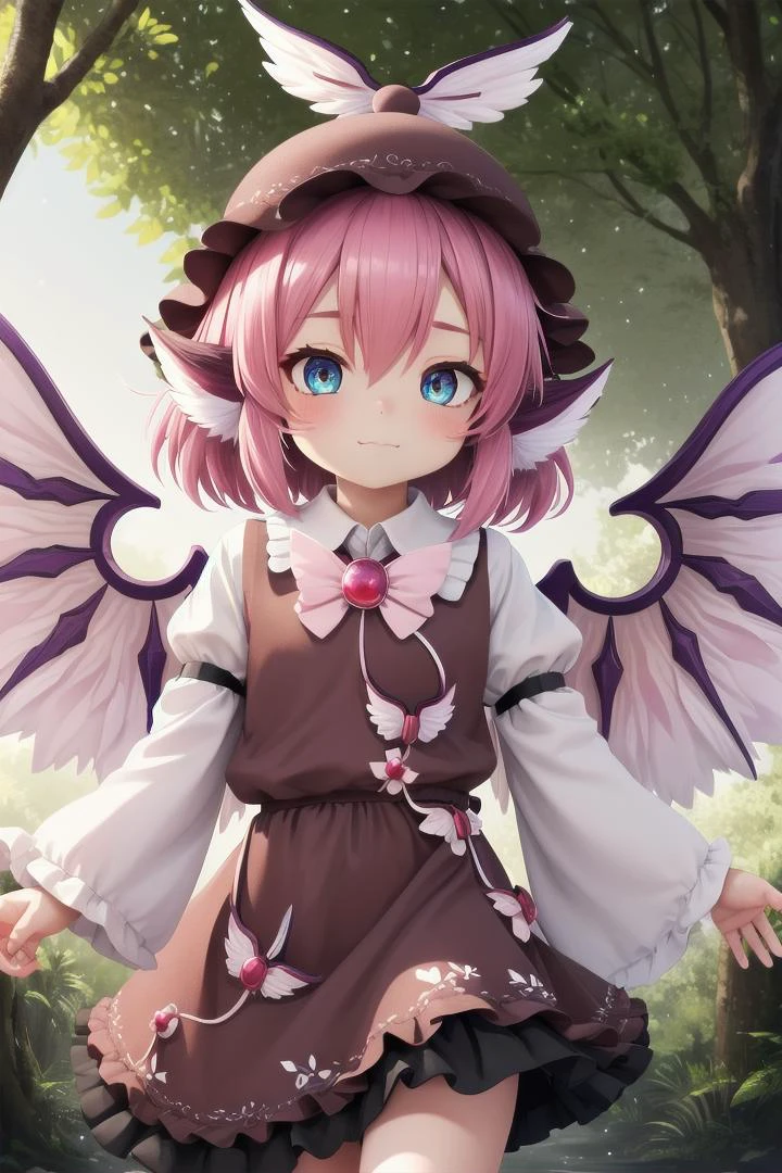<lora:lorelei:0.8> mystia lorelei, 1girl,hat,pink hair,dress, animal ears,wide sleeves, wings,sneer,
wooden shrine, forest,sparkling eyes, energetic eyes,
The soft lighting and detailed surroundings create an immersive environment where imagination runs wild hyper-detailed,hyper-detailed face, high quality visuals, dim Lighting, sharply focused, octane render, 8k UHD