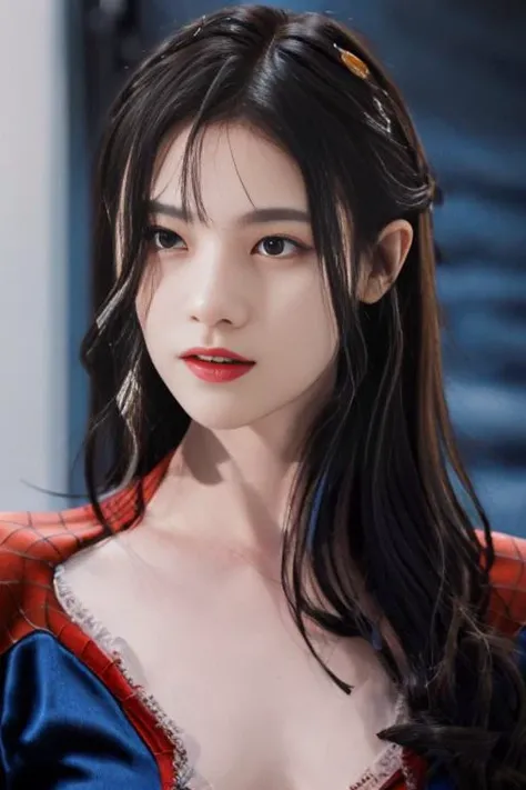 <lora:Test-000004:1> a girl is spiderman costume, masterpiece,ultra realistic,32k,extremely detailed CG unity 8k wallpaper, best quality