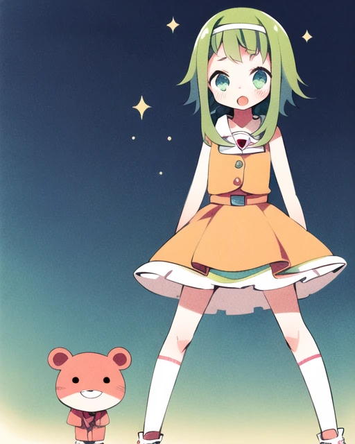 1girl, cartoon, young, Gumi, pink dress <lora:gumi_V1:1>