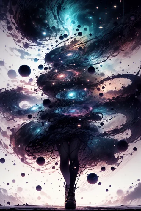 illustration, masterpiece,
1girls, large breast, large hips, tights, maid, maid dress
<lora:CatgirlMaidV1.0-000003:0.8> CatgirlMaid,
<lora:more_details:0.8> ,
(<lora:CelestialSkin2:0.75> dark celestialskin body, void cosmic body, colored skin, flat color, jet black skin, silhouette:0.6)