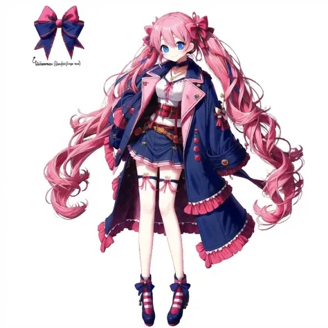 <lora:rinotuna_antropo_sq:1>, 


rinotuna, original, 


belt, blue eyes, bow, brooch, choker, coat, hair ribbon, jewelry, long hair, pink hair, ribbon, smile, solo, twintails