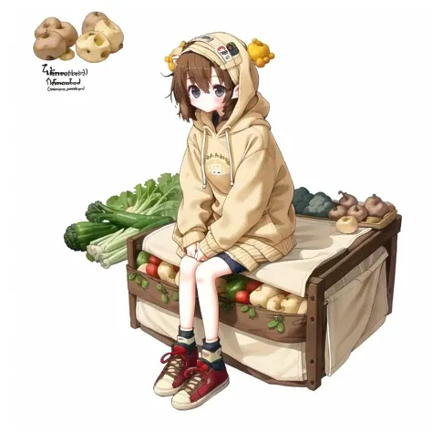 <lora:rinotuna_antropo_sq:1.2>,
(rinotuna:1.2), original,
potato_girl, vegetable_anthropomorphism, brown_hair, hazel_eyes, shy, timid, short_hair, potato_ears_accessory, hoodie, sneakers, indoors, casual, introverted, cute, plain, unassuming, down-to-earth, modest, beige