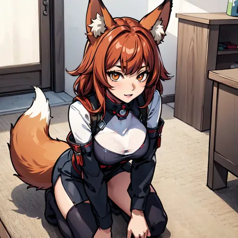 (masterpiece:1.2), (best quality:1.2), (high res:1.2), (detailed:1.2),1girl ,cute face, medium breasts, kneeling, fox ears, fox tail,