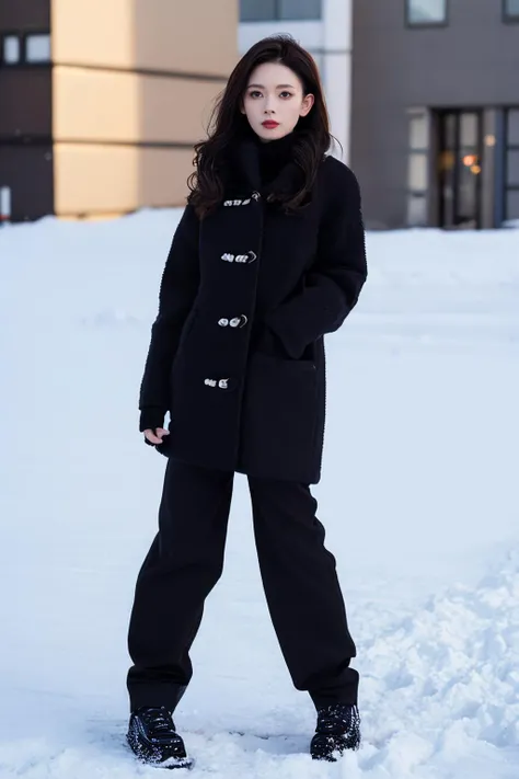 1girl,a high quality,(full body, wide angle),perfect face,outside,cold day,snow,sweater,masterpiece,ultra realistic,extreme photo realism,rich colors,deep colors,dark blacks,bright whites,sharp focus,image_sharpener,
<lora:1.5cyy:1>,