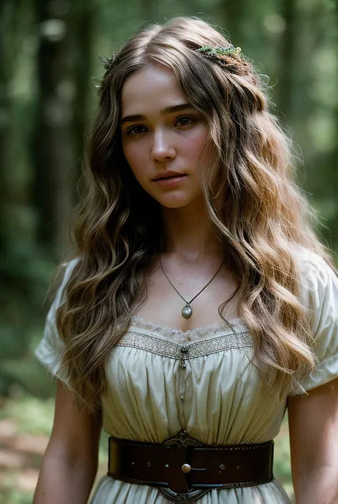 beautiful woman (EPH4l3yLu3R1ch4rds0nV2:.99), perfect hair, jewellery, ((portrait)), (closeup:1.2), ((from the waist up)), (((  medieval :1.2 ))), (( medieval forest )), natural skin texture,  (( as a huntress:1.3)), 24mm, 4k textures, soft cinematic light, adobe lightroom, photolab, hdr, intricate, elegant, highly detailed, sharp focus, ((((cinematic look)))), soothing tones, insane details, intricate details, hyperdetailed, low contrast, soft cinematic light, exposure blend, hdr, faded, now, ("I've got a bad feeling about this.":1.1)