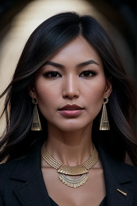 beautiful woman (G3mm4Ch4n:.99), perfect hair, (((earrings and necklace:1.2))), ((portrait)), (closeup:1.2), ((from the waist up)), ((( dark tunnel :1.2 ))), natural skin texture, (( Blazer :1.2)), 24mm, 4k textures, soft cinematic light, adobe lightroom, photolab, hdr, intricate, elegant, highly detailed, sharp focus, ((((cinematic look)))), soothing tones, insane details, intricate details, hyperdetailed, low contrast, soft cinematic light, exposure blend, hdr, faded, now, ("I've got a bad feeling about this.":1.1)