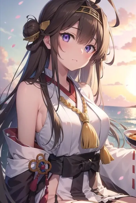 kancollekongou, <lora:kongou-lora-nochekaiser:1>,
kongou, ahoge, brown hair, double bun, hair bun, hairband, headgear, long hair, (purple eyes:1.1),
BREAK boots, detached sleeves, japanese clothes, nontraditional miko, ribbon trim, ribbon-trimmed sleeves, thigh boots, wide sleeves,
BREAK looking at viewer,
BREAK outdoors, beach,
BREAK <lyco:GoodHands-beta2:1>, (masterpiece:1.2), best quality, high resolution, unity 8k wallpaper, (illustration:0.8), (beautiful detailed eyes:1.6), extremely detailed face, perfect lighting, extremely detailed CG, (perfect hands, perfect anatomy),