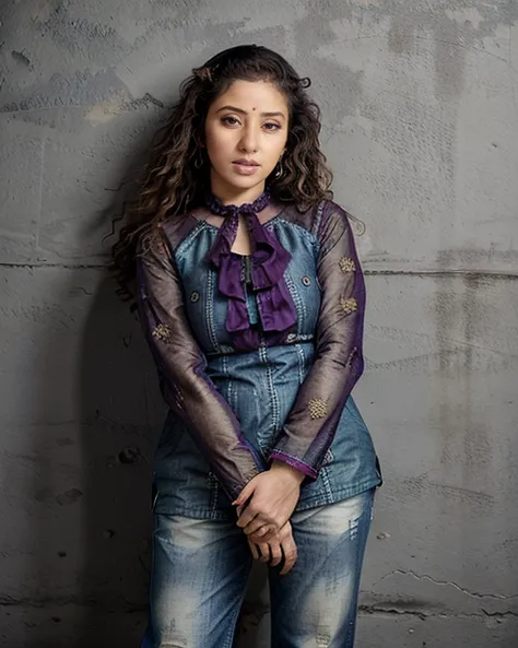 high quality fashion photography, photo of a koir woman wearing colorful high-neck kurta_with_Jeans, looking at camera, anatomically correct, armory background <lora:koir_Manisha_Koirala_SD15_LoRA_AdamW_local_20imgs:0.8>
