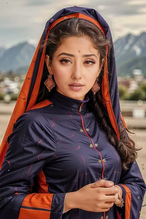 high quality fashion photography, photo of a koir woman wearing colorful high-neck Kashmiri Pashmina Suit, looking at camera, anatomically correct, fantasy background  <lora:koir_Manisha_Koirala_SD15_LoRA_AdamW_local_20imgs:0.8>