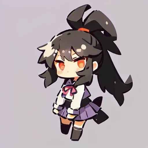 <lora:qline:1>,Girl with hair ponytail,Black hair,Purple skirt,\(qline\),simple background,gentl,, masterpiece, best quality,