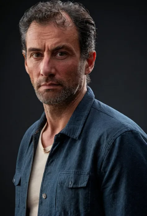 <lora:Yann:0.85>, medium body shot, side view, realistic photo of a man, looking at the camera, sharp forcus, highly detailed, best quality, masterpiece, masterwork, bestselling, 4KUHD, rawphotography, DSLR, professional photography, grand, studio quality