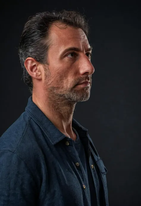 <lora:Yann:0.85>, medium body shot, side view, realistic photo of a man, looking at the camera, sharp forcus, highly detailed, best quality, masterpiece, masterwork, bestselling, 4KUHD, rawphotography, DSLR, professional photography, grand, studio quality