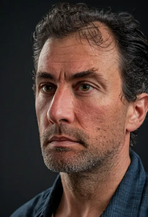 <lora:Yann:0.85>, medium body shot, side view, realistic photo of a man, looking at the camera, sharp forcus, highly detailed, best quality, masterpiece, masterwork, bestselling, 4KUHD, rawphotography, DSLR, professional photography, grand, studio quality