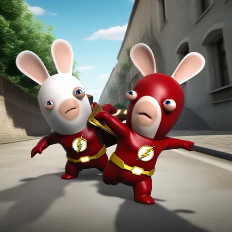 LapinsCrétins1024, a rabbit as the flash, highly detailed, attack on titan, photography, ultra sharp, film, professional, 64k <lora:LapinsCrétins1024:0.8>