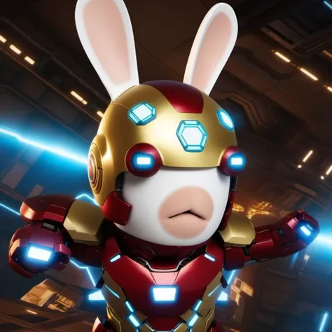 LapinsCrétins1024, a rabbit as ironman, cyberpunk ,highly detailed, attack on titan, photography, ultra sharp, film, professional, 64k <lora:LapinsCrétins1024:0.8>