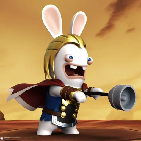 LapinsCrétins1024, a rabbit as thor holding a plunger, highly detailed, attack on titan, photography, ultra sharp, film, professional, 64k <lora:LapinsCrétins1024:0.8>