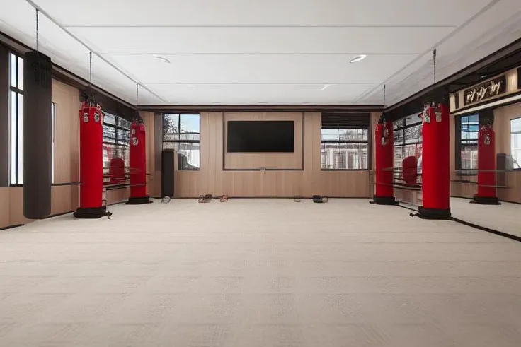 (masterpiece, best quality, high quality, real, realistic, super detailed,full detail,4k,8k),
interior,indoor,Nayuta_MartialClub_Style,
no humans, <lora:MartialClub_Style-000016:0.85>