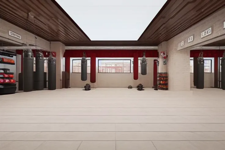 (masterpiece, best quality, high quality, real, realistic, super detailed,full detail,4k,8k),
interior,indoor,Nayuta_MartialClub_Style, 
no humans,  <lora:MartialClub_Style-000016:0.85>