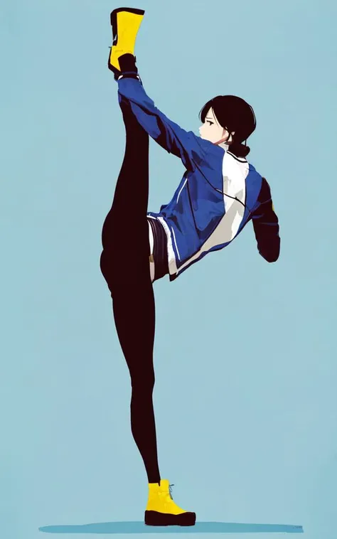 <lora:ibalance:1:CT> ibalance:1.2 standing_split, standing_on_one_leg, leg_up Holding leg 1girl
