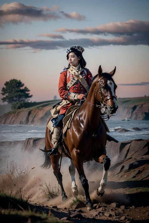 (realistic:1.3) , finely detailed, quality, (masterpiece:1.2) , (photorealistic:1.2) , (best quality) , (detailed skin:1.3) , (intricate details) , ray tracing, dramatic, sexy girl, dynamic pose, large breasts,
BREAK
(American Revolutionary War:1.5), <lora:redcoatv2:1>, redcoat, (musket rifles:1.2)