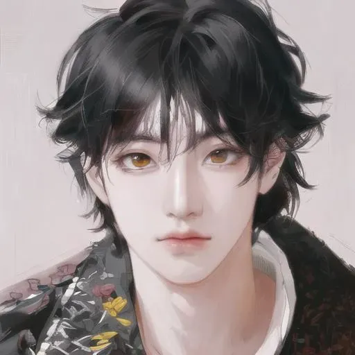 DBfantasyart style, masterpiece, 1boy, a beautiful portrait of a masculine long haired male, manhwa, highly detailed, 8K resolution