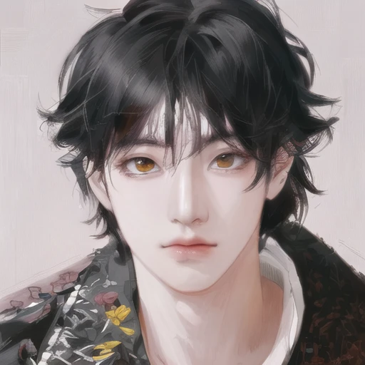 DBfantasyart style, masterpiece, 1boy, a beautiful portrait of a masculine long haired male, manhwa,  highly detailed, 8K resolution