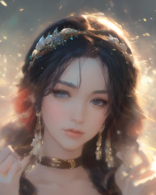 DBfantasyart, masterpiece, 1girl, 8K resolution, cinematic render of beautiful sexy female character design,Gardenia genie,fashionable, concept art, messy hair, highly detailed, smirk