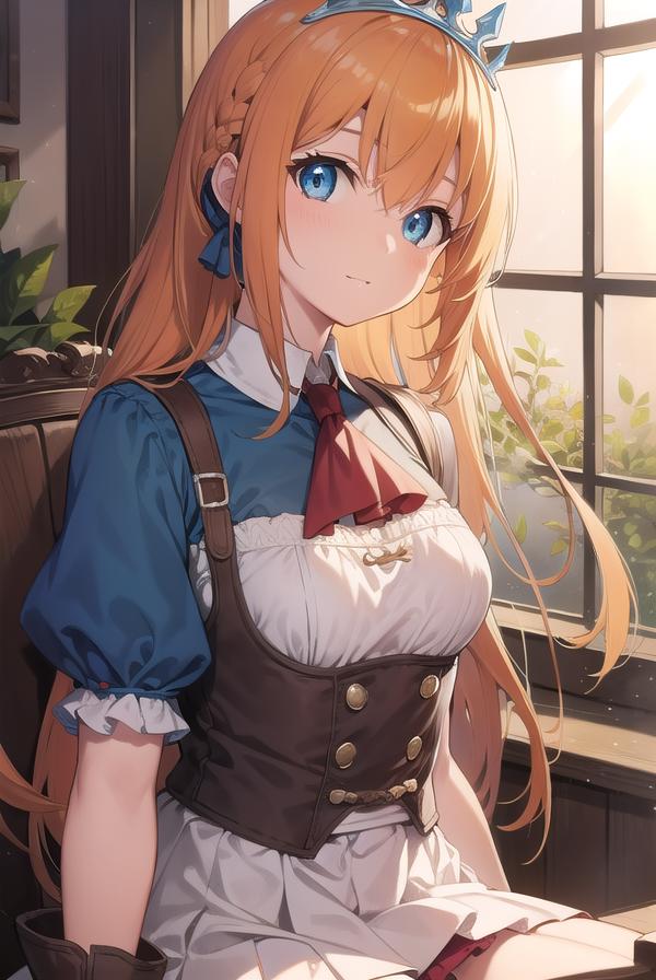 A woman with long hair sitting on a chair in front of a window - SeaArt AI