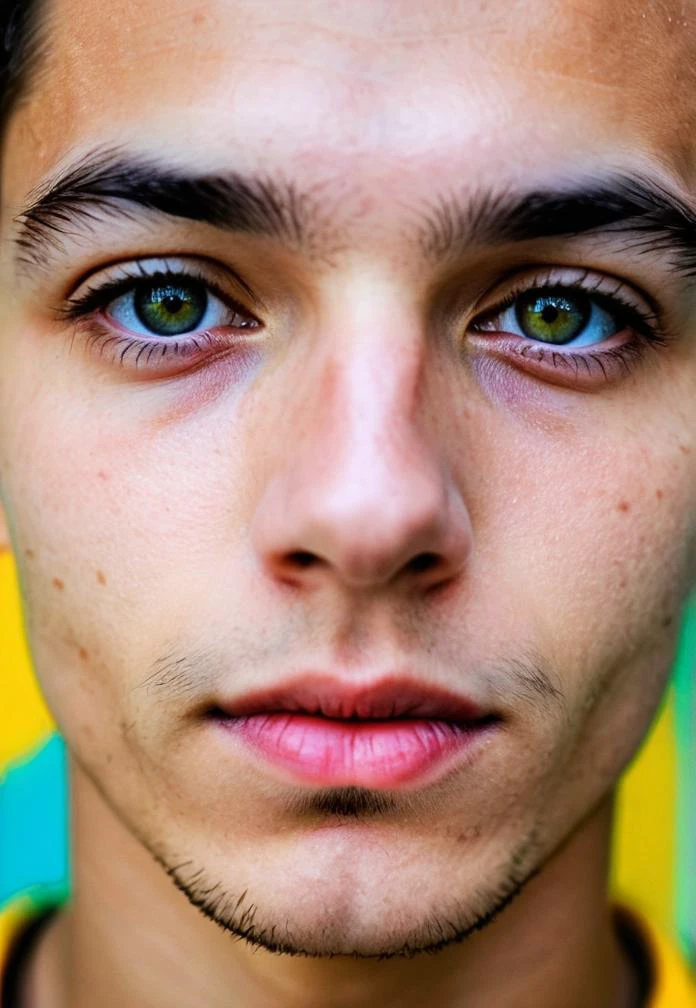 close up Portrait photography, a young man, sharp detailing, masterpiece, high contrast, vibrant colors