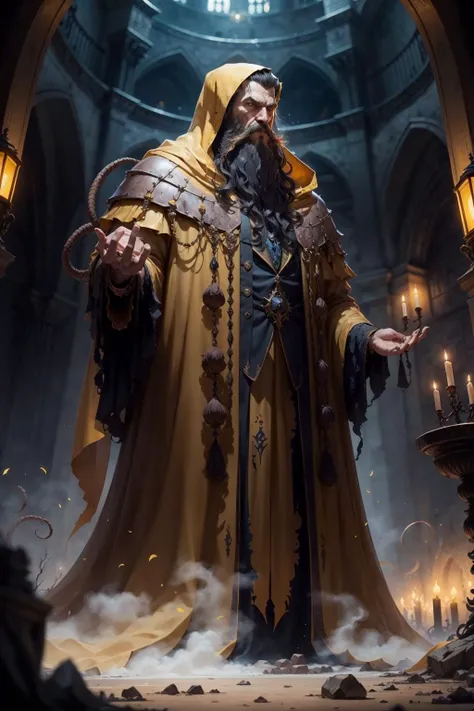 <lora:Hastur-000001:.5> Hastur, king in yellows, human form, beard, on a castle