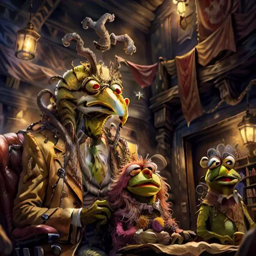 <lora:Muppets:1> MuppetManiaAI hastur, king in yellow attends the theater, normal quality, sharp details  <lora:Hastur:0.65>