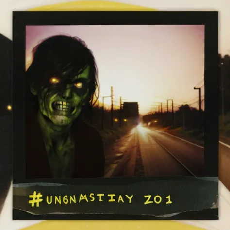 <lora:Unoriginal_88-10:01>,  Abandoned Atlanta Highway to city, (Closeup Selfie with a zombie), full Moon in the distance, Night time, Dynamic Lighting, smudged, foggy, vintage, old, blurred, realistic