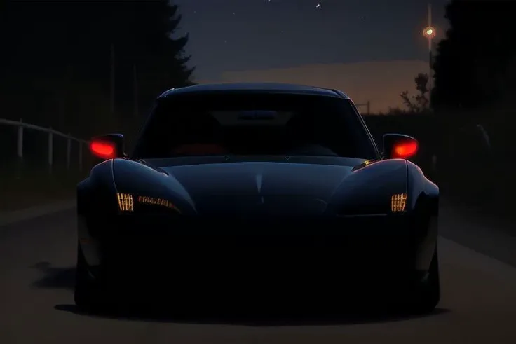Beautifully nightmarish demon car night.
