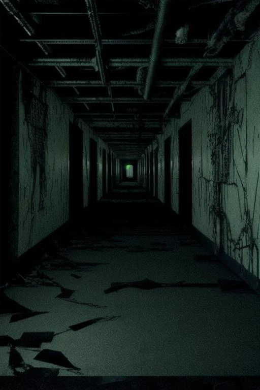liminalspaces, hallways, empty room, wallpaper, weird, style-gothic-horror in distance