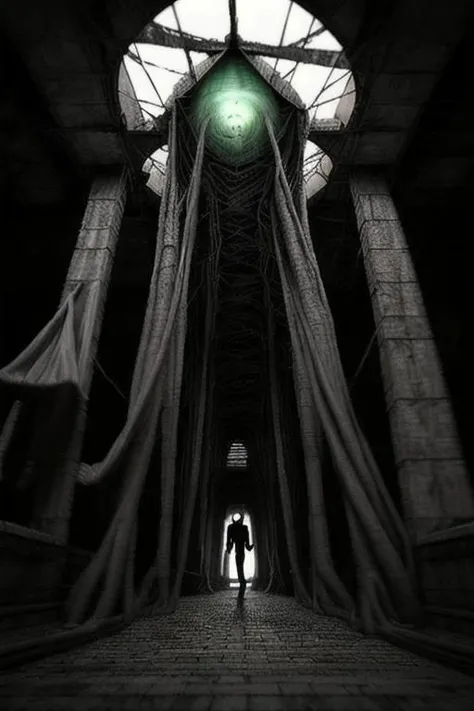 liminalspaces, hallways, empty room, wallpaper, weird, HorrorFantasy in distance