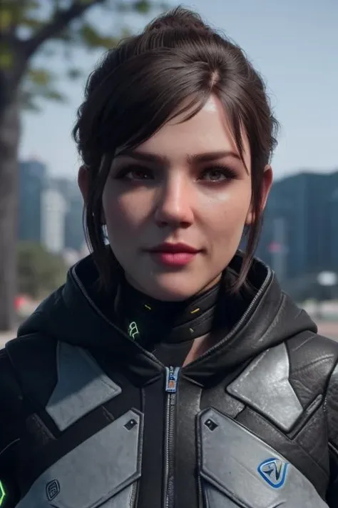1girl, wearing cyberpunk jacket, metahuman, afternoon at park, 3d, realtime render, unreal engine render, unreal engine 5, ultra texture, unreal engine 5, ray tracing, nvidia vxao ambient occlusion, ray tracing, <lora:Unreal Engine Render:0.7> photorealistic texture, nvidia hairworks, hair strands