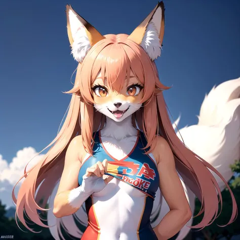 masterpiece, best quality, <lora:gamer1-000005:0.8>, fox, body_fur, Beautiful Art Style, 1girl, young woman, zombie cheerleader costume, inventive, Alphonse Mucha, hands folded, <lora:HorokusaKitsune-LoCon32:1>