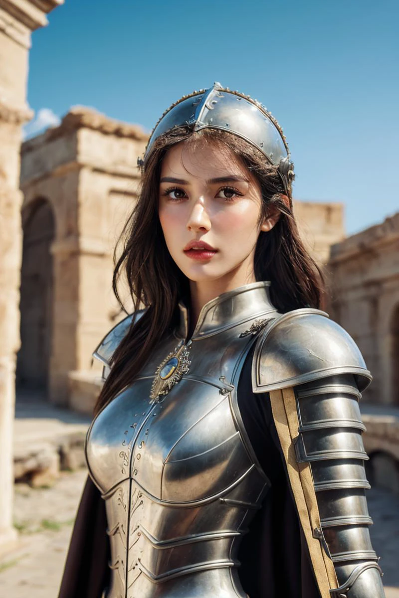 (Absurdres, intricate details, masterpiece, best quality, high resolution, 8k), GS-DeFeminize, (1man), (male:1.2), mature, dandy face, finely detailed eyes and face, athletic body, masculine appeal, commanding presence, mocha skin, ancient Roman man, Mediterranean, hazel eyes, auburn crew cut hair, stubble shaving, frustrated, lavish details, lorica segmentata full armor, galea helmet, flutter cape, cinematic pose, rome city background, romanarmy, <lora:ARWromanarmy:1>, fantrome, roman soldier, roman city, roman pillars, <lora:fantrome_v3:0.6>, romapunkai, <lora:GrecoRomaPunkAI:0.6>, Depth of Field, VFX, Focal Pull, High Angle Shot, Front Lighting, Tone-mapping, Ambient Occlusion, Secondary Fill Light, Spectacular Map, Atmospheric Perspective.