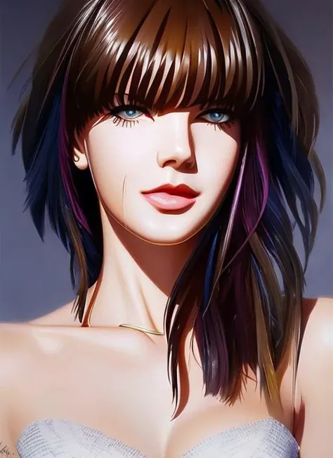 Closeup face portrait of (((l4lisa))), smooth soft skin, big dreamy eyes, beautiful intricate colored hair, symmetrical, anime wide eyes, soft lighting, detailed face, by makoto shinkai, stanley artgerm lau, wlop, rossdraws, concept art, digital painting, looking into camera