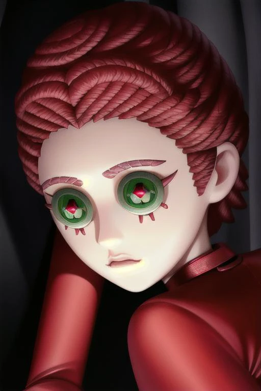 <lora:identityV_v30:1> IDENTITY V
BUTTON EYES, proportional eyes, (realistic:1.5), extremely detailed, hyper detailed, soft lighting, detailed background, extreme detail background, sharp details, beautiful face, symmetrical eyes, short red hair, short hair, red hair, green eyes, woman, high quality, (full body:1.3),