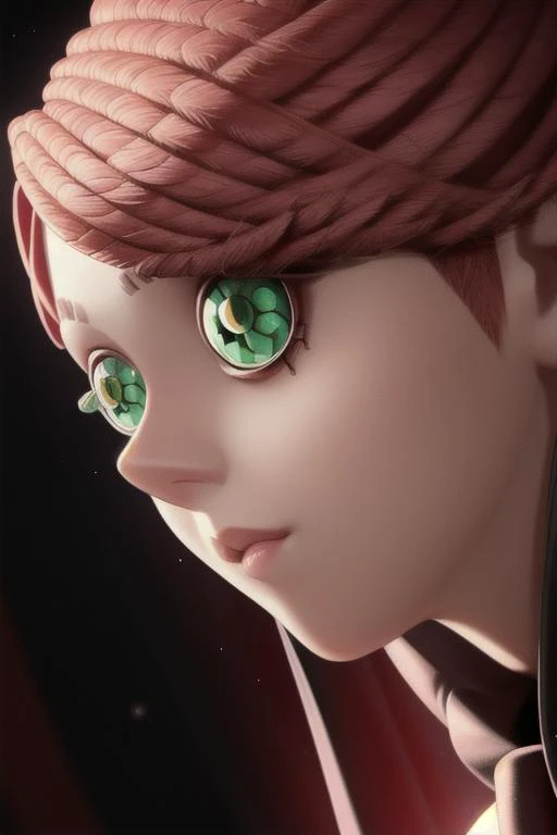 <lora:identityV_v30:0.8> IDENTITY V
BUTTON EYES, straight on, front view, proportional eyes, (realistic:1.5), extremely detailed, hyper detailed, soft lighting, detailed background, extreme detail background, sharp details, beautiful face, symmetrical eyes, short red hair, short hair, red hair, green eyes, woman, high quality, (full body:1.3),