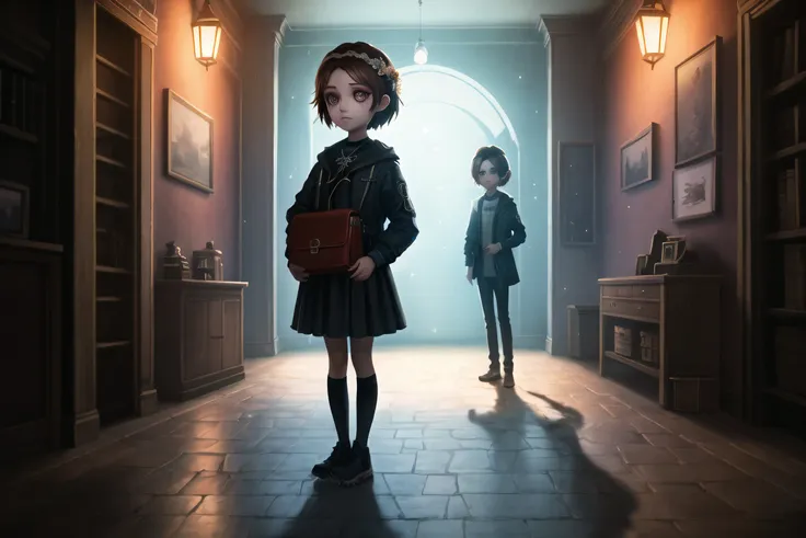 extremely detailed CG unity 8k wallpaper, masterpiece, best quality, Cool colors, rim lighting, dimly lit, low key, colorful, 8k, detailed background, shadow, ray tracing, modelshoot style, ultra detailed, ultra quality,
identity v, 1girl, upper body, indoor, sad,full body,
<lora:IdentityV:0.8>,
