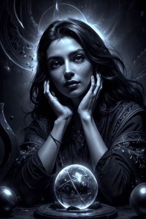 a profestional picutre of 1man, powerfull wizard casting magic <lora:EntropyMagic:0.7>entropymagic, affected, artifact, glyph , Spiritualist's Sance: Behavior: The character sits at a table, hands resting lightly on a planchette or crystal ball. Their voice is hushed as they attempt to communicate with the beyond. Their demeanor oscillates between anticipation and receptiveness to any signs from the spiritual realm. , , camera angle dutch angle and wide shot, photorealism,unreal 5 daz,perfectly drawed hands,perfectly drawed face,perfect body,extremely detailed artgerm greg rutkowski greg,((ultrasharp)),((masterpiece)),((best quality)),((ultradetailed)),((intricated details)),ultradetailed character,detailed face,intricated face details,<lyco:GoodHands-beta2:1>,extremaly detailed background,perfectly detailed face,character focus,intricated details of face,fFaceDetail <lora:add_detail:0.7> ultra realistic,32k,RAW photo,(high detailed skin:1.2),8k uhd,dslr,soft lighting,high quality,film grain, beautiful and aesthetic,extremely detailed