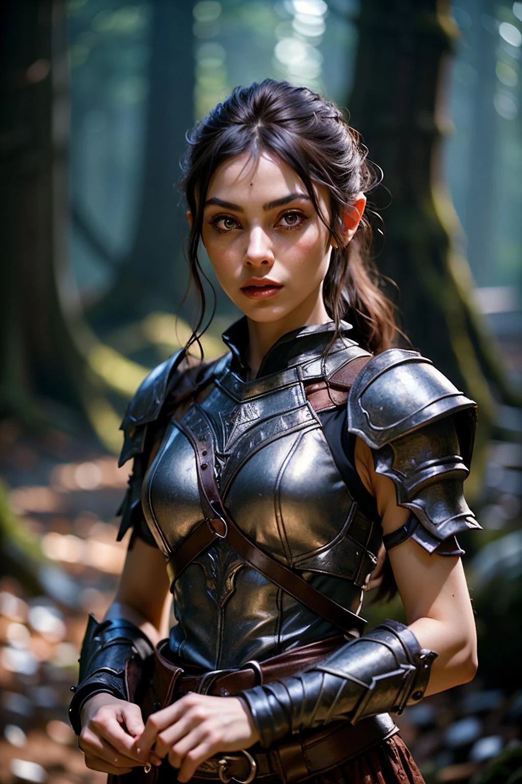 <lora:RPGGnome:1> rpggnome:1.2 pointy ears, 1girl buzz cut in medium brown with Golden eyes eyes and Straight eyebrows , warrior wearing segment armor holding spear and shield wide angle, Timeless constellation maze with shifting star patterns and guiding lights. in background, realistic:1.2, masterpeice, ultradetailed, intricate details, perfect quality, ultrashapr, ultradetailed, photorealistic, perfect shadows, profesional lights, realistic, blurry, boekh, masterpiece light works,depth of fiel, ultradetailed character, pefect quality, maximum quality, intricate details, detailed face By jeremy mann, by sandra chevrier, by maciej kuciara, sharp, (perfect, body:1.1), realistic, real shadow, 3d, (dark castle background:1.2), (by Michelangelo), (profesional lights:1.3) (profesional photography:1.3), full body shoot, concept art of medieval rpg character