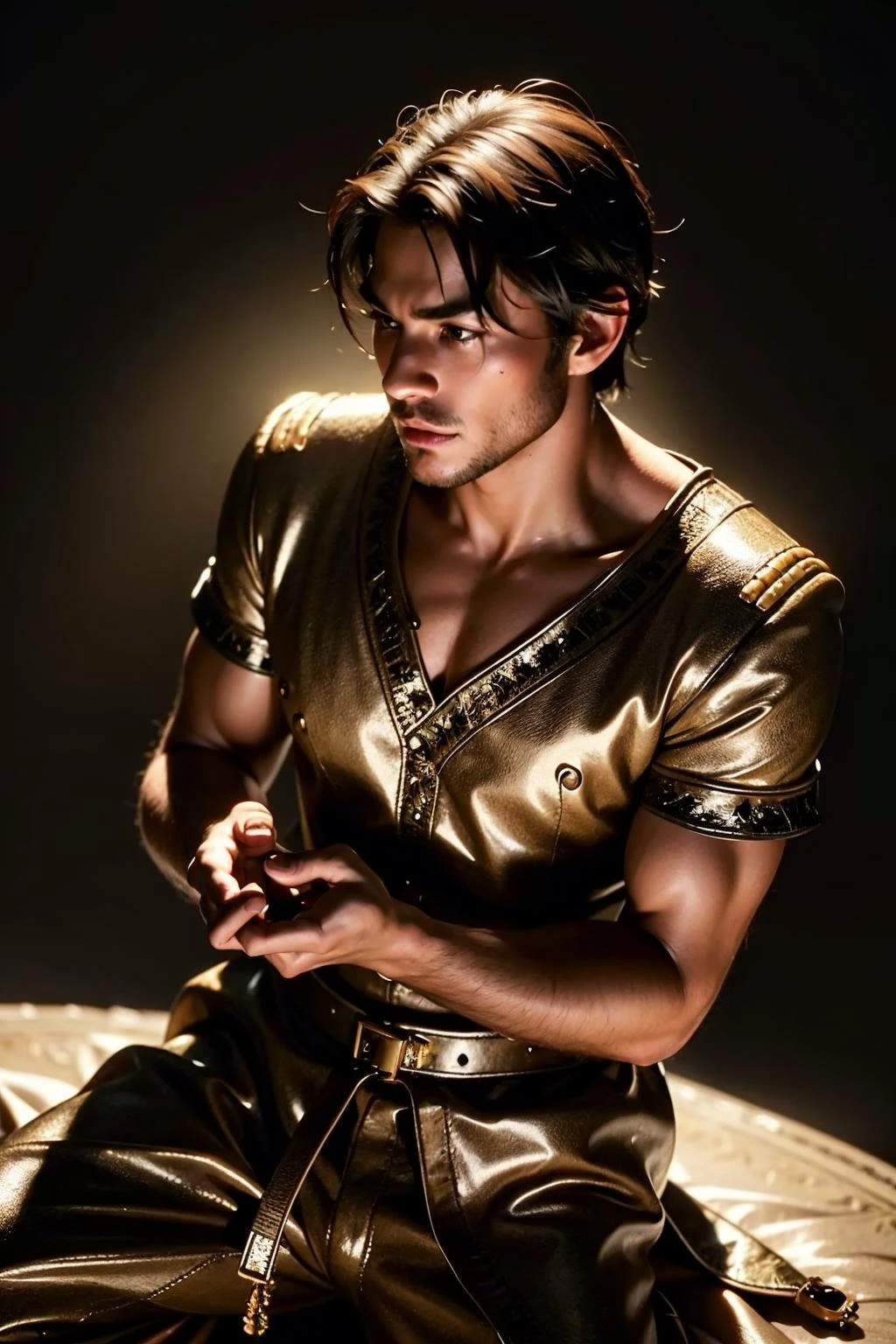 an awarded profesional photography of (1man:1.3) fairy with Brown eyes with male Caesar cut hairstyle and mutton chops shaving in honey color, dressed as librarian upset, knees apart feet together in A mystical, enchanted forest filled with magical creatures and ancient ruins ,(epic scene:1.3),ultradetialed character with perfect face,detailed skin,(ultrasharp:1.3),(masterpiece:1.1),best quality,(photorealistic:1.2),ultrarealistic,realistic ultradetailed character,4k perfect quality, <lyco:GoodHands-beta2:1> by by Josef Koudelka Candlelight camera angle perspective and focus on full body Magnificent,Imperceptible detail,Intricately designed, (perfect quality face:1.5) hyper-detailed complex, insanely detailed, detailed clothes, detailed skin, detailed body, , 1man, realistic lights, realistic shadows, profesional photo