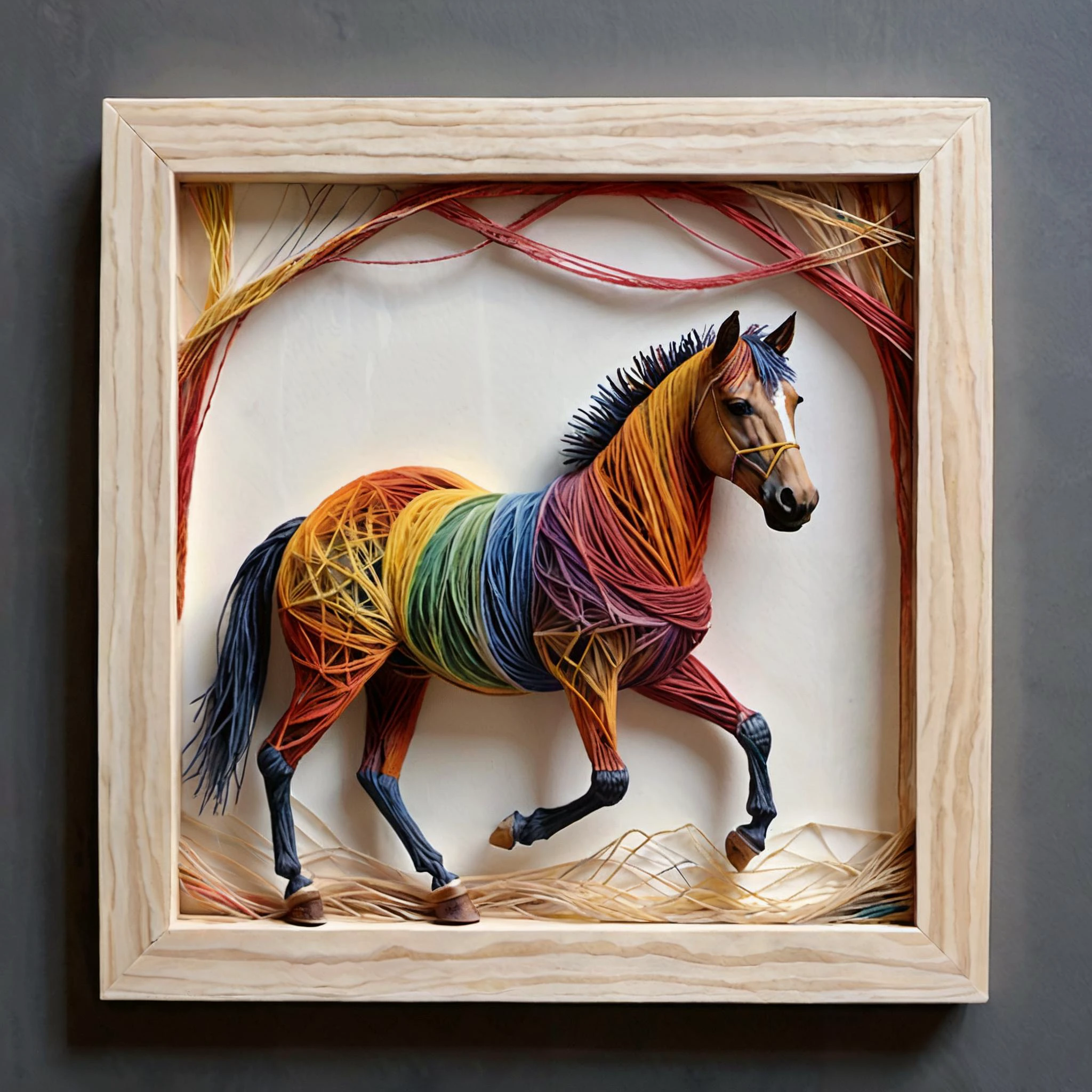 realistic, best quality, high res, highly detailed, 

String art, art made of string, colorful art made entirely of string, unique and fascinating, 3d,

soft watercolor,

